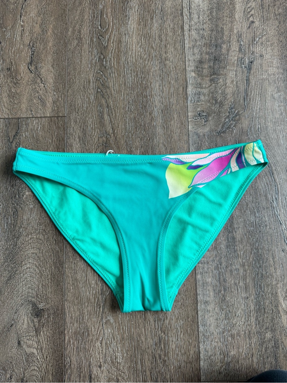 Athleta Teal Bikini Bottom with Pink & Lime Floral Size XXS